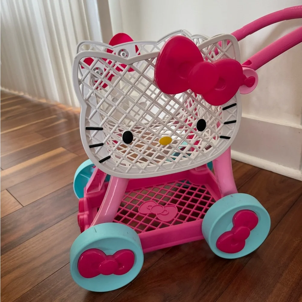 Hello Kitty Sanrio Toy Shopping Cart Stroller Buggy Basket - Picture 4 of 10
